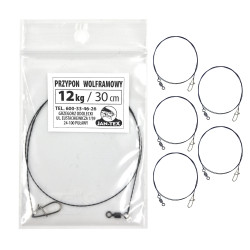 OD-P12-30 Przypony wolframowe Jan-Tex - 30cm/12kg (5 SZTUK)