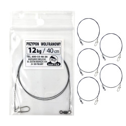OD-P12-40 Przypony wolframowe Jan-Tex - 40cm/12kg (5 SZTUK)