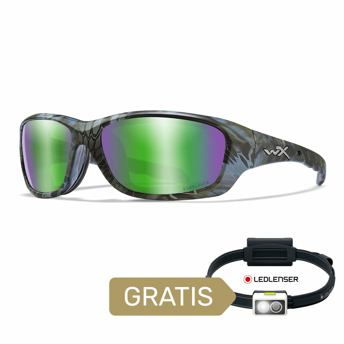 Okulary Wiley X Captivate - GRAVITY Polaraized Green Mirror Kryptek