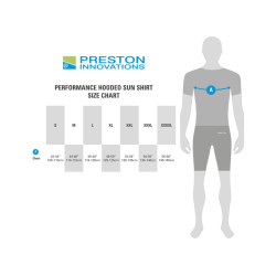 Koszulka Preston Performance Hooded Sun Shirt UPF-40 - tabela rozmiarów