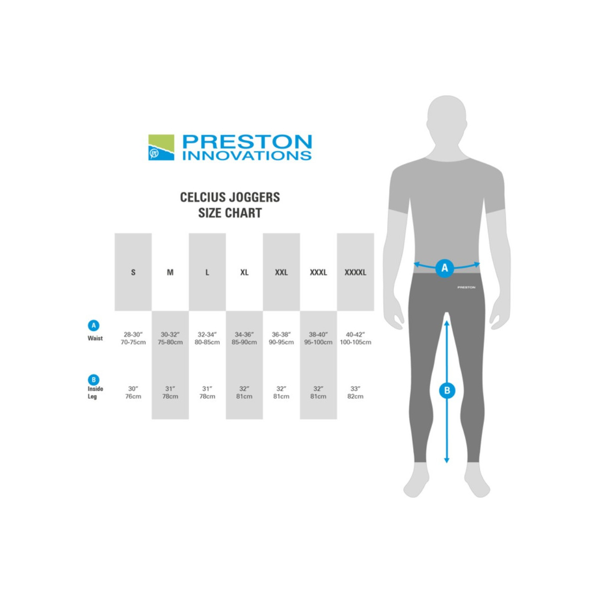 Spodnie Preston Celcius Joggers - tabela rozmiarów