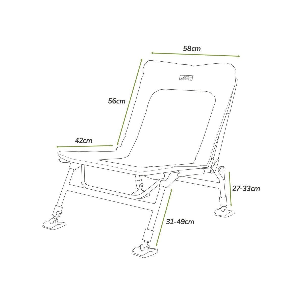 Krzesło Korum Supa Lite Stretch Wide K0300053 - wymiary