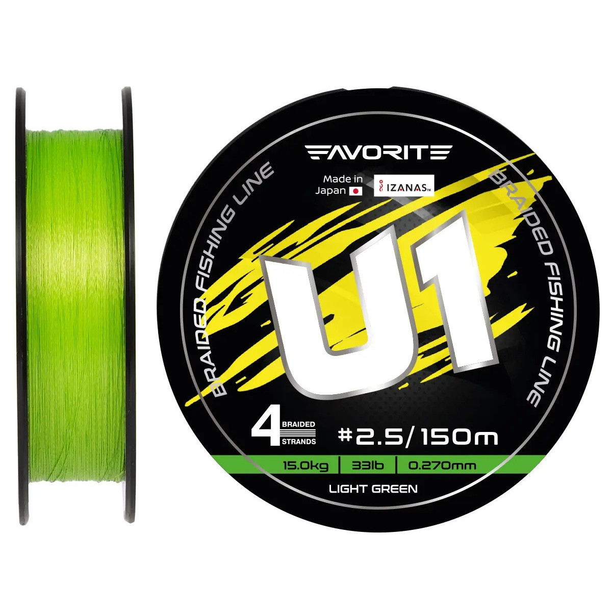 16931169 Plecionka Favorite U1 PE 4x 150m LIGHT GREEN - 2.5 / 0.270mm