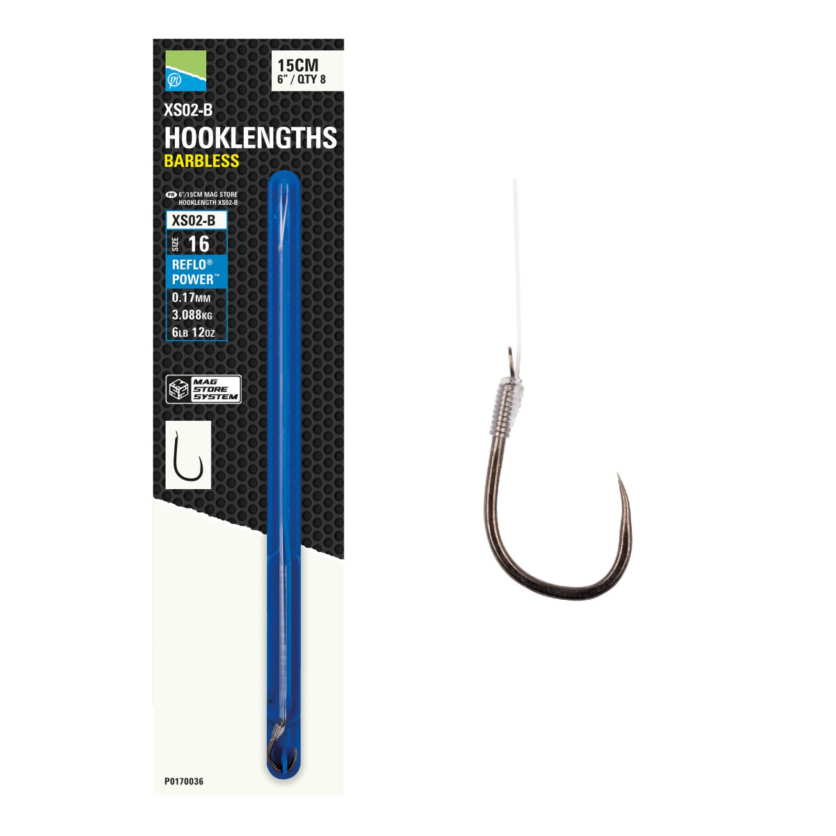 P0170036 Przypony Preston XS02-B Hooklengths 6"/15cm - roz .16