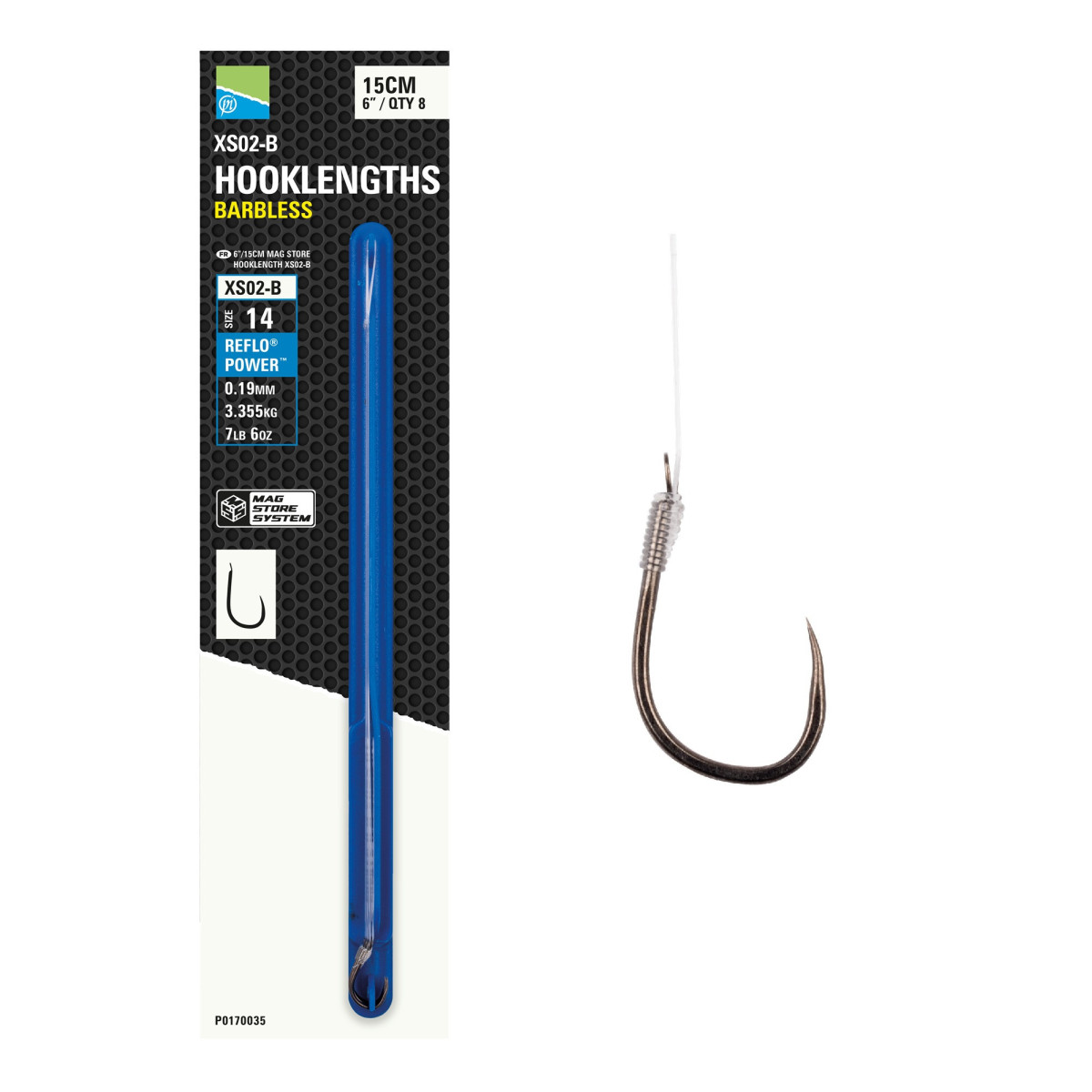 P0170035 Przypony Preston XS02-B Hooklengths 6"/15cm - roz .14