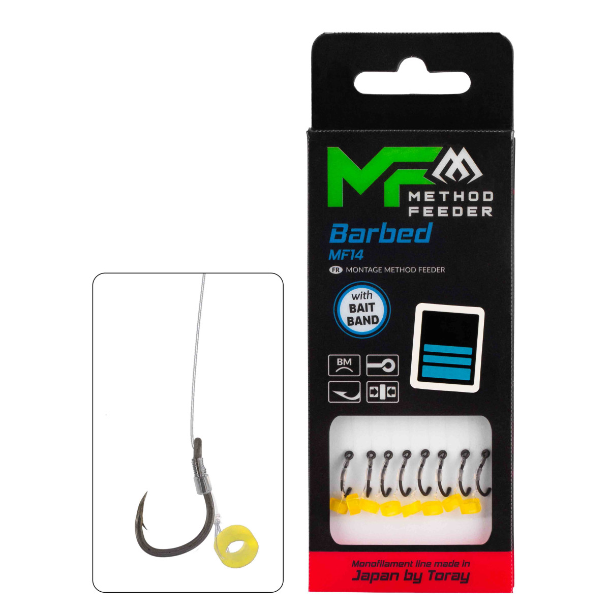 Przypony Mikado Method Feeder MF14B Barbless / ŻYŁKA / GUMKA