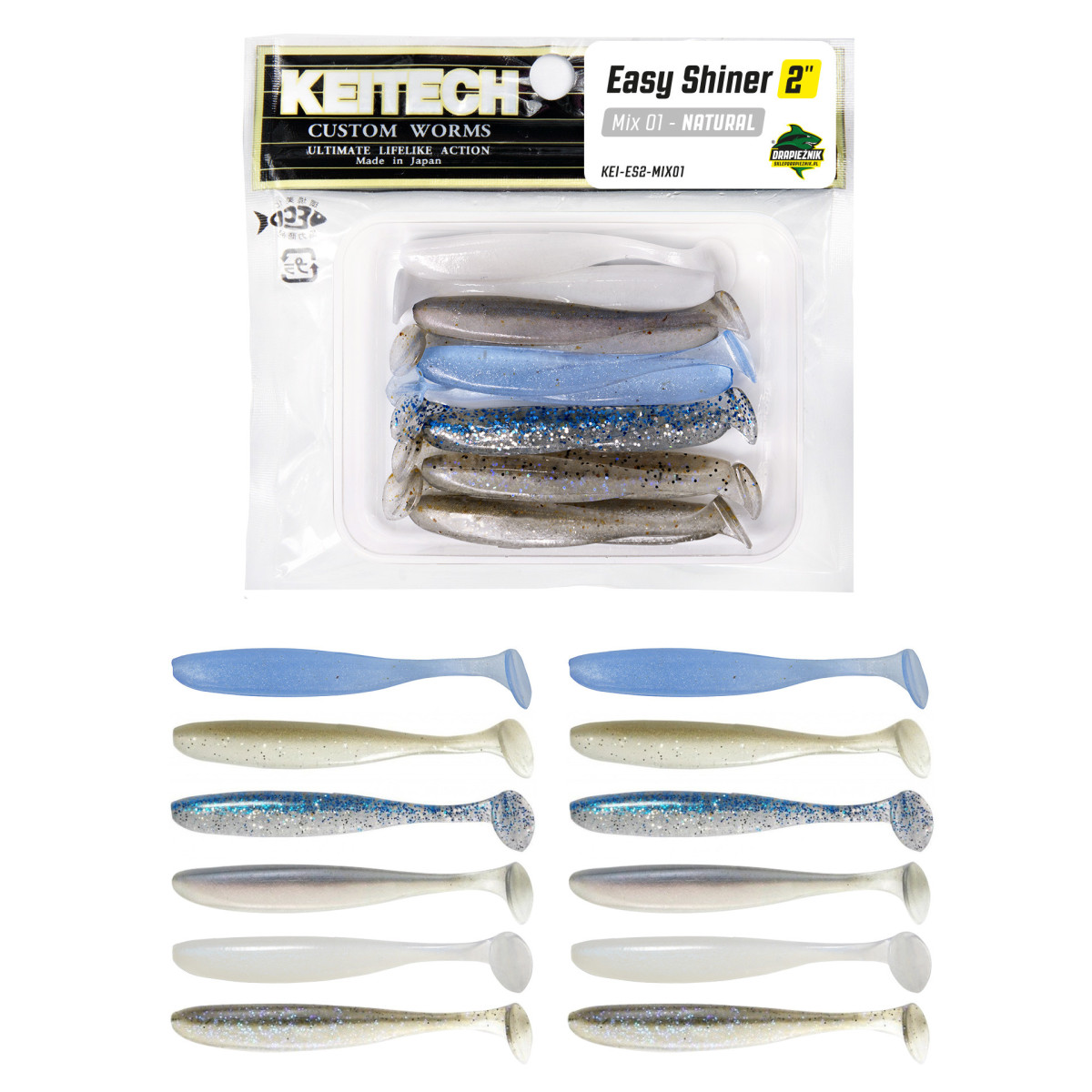 Zestaw gum Keitech Easy Shiner 2'' 5.1cm - MIX 01 - NATURAL