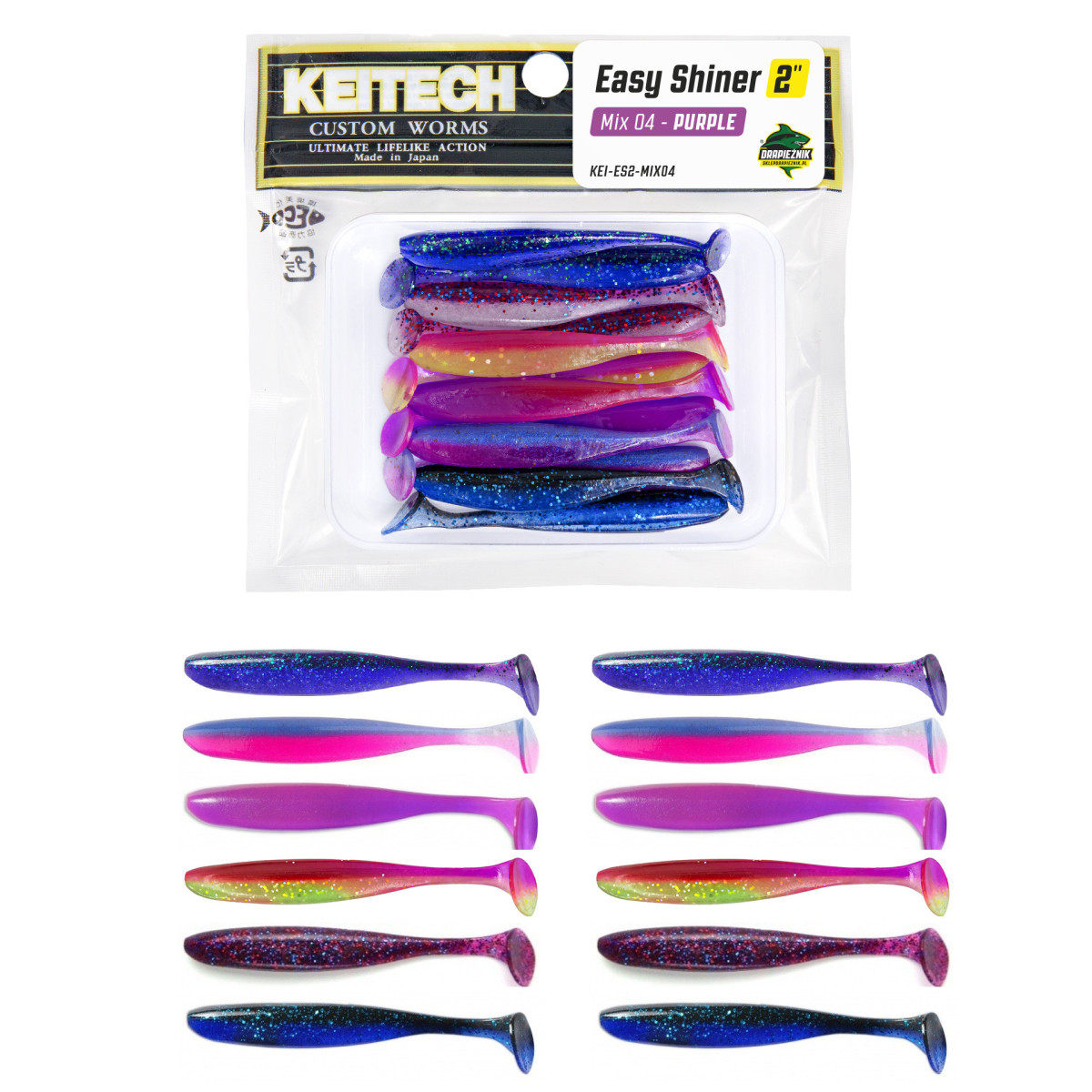 Zestaw gum Keitech Easy Shiner 2'' 5.1cm - MIX 04 - PURPLE