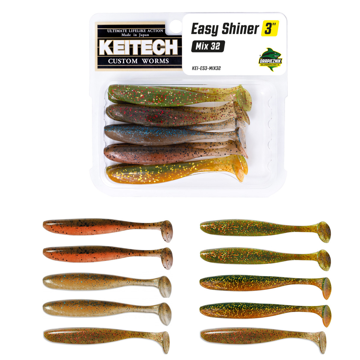 Zestaw gum Keitech Easy Shiner 3'' 7.6cm - MIX 32
