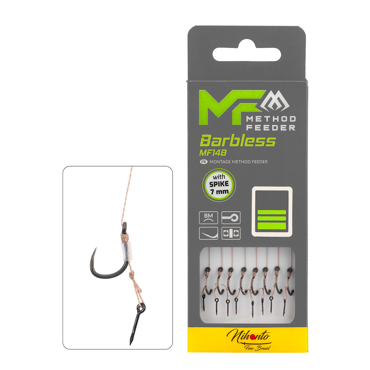 Przypony Mikado Method Feeder MF14B Barbless / PLECIONKA / IGŁA