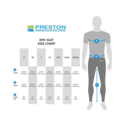 Komplet Preston DFH Suit 2025 - tabela rozmiarów