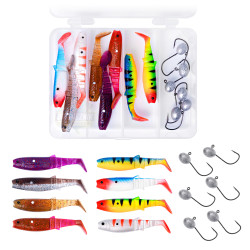 Zestaw gum Savage Gear Cannibal Junior 5.5cm - Dot Series + główki jigowe