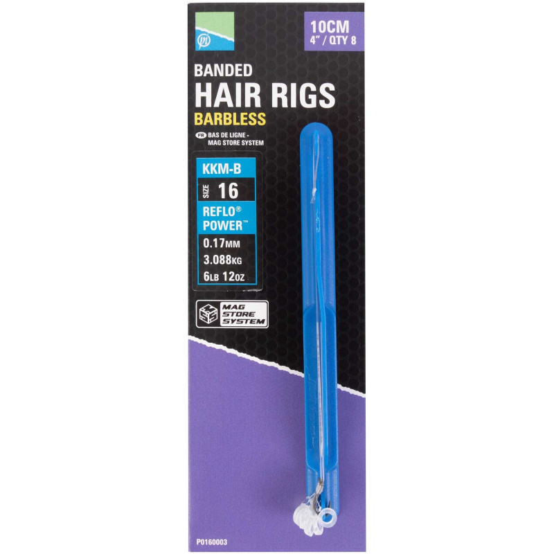 Preston KKM-B Mag Store Hair Rigs - 4" / BANDED / roz.16