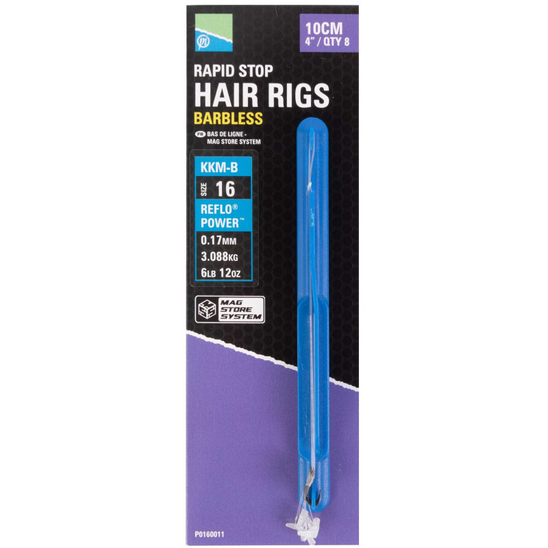 Preston KKM-B Mag Store Hair Rigs - 4" / RAPID STOP / roz.16