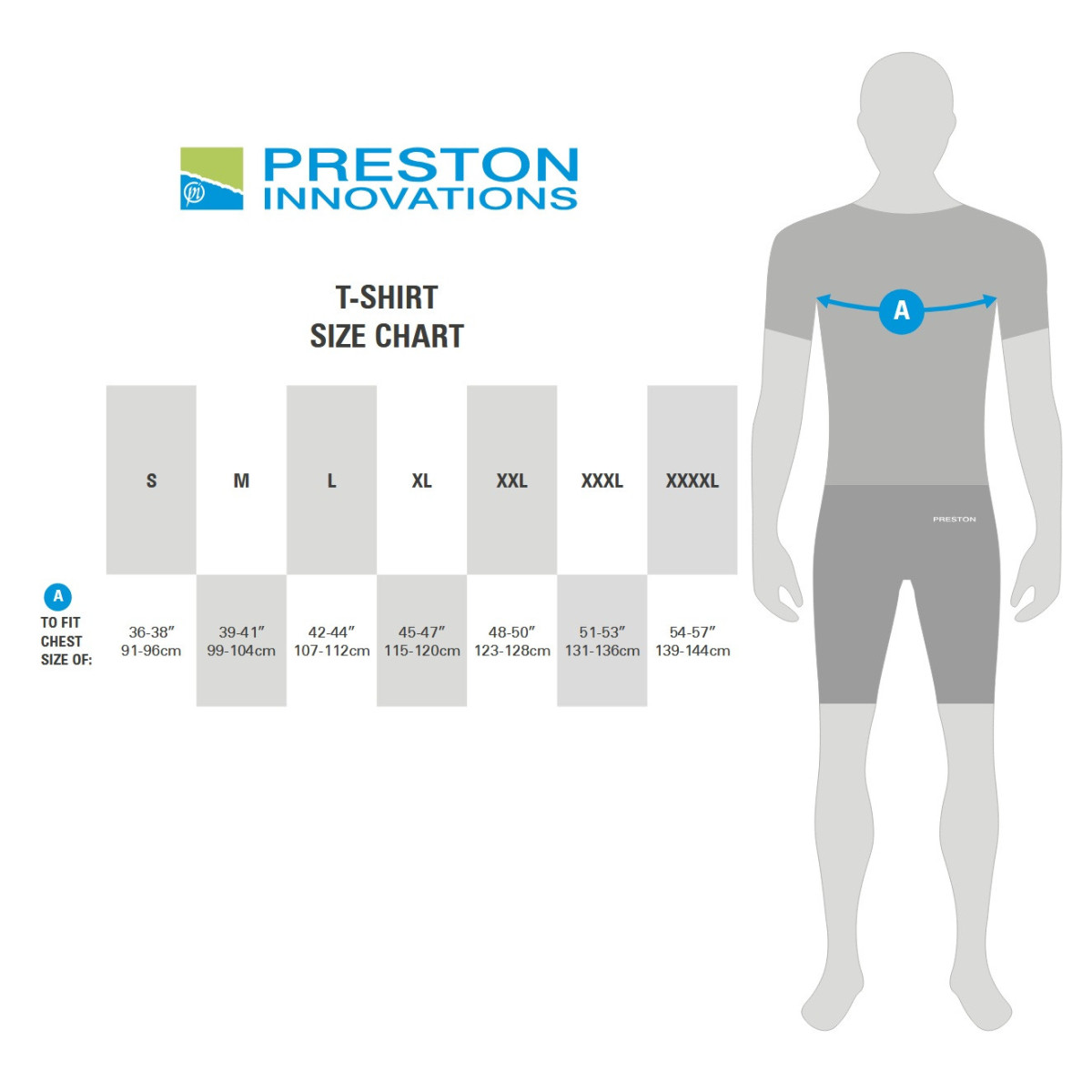 Koszulka Preston Blue Breeze T-Shirt - tabela rozmiarów