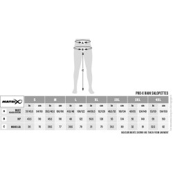 Spodnie Matrix Pro-X Outer Shell Salopettes - tabela rozmiarów