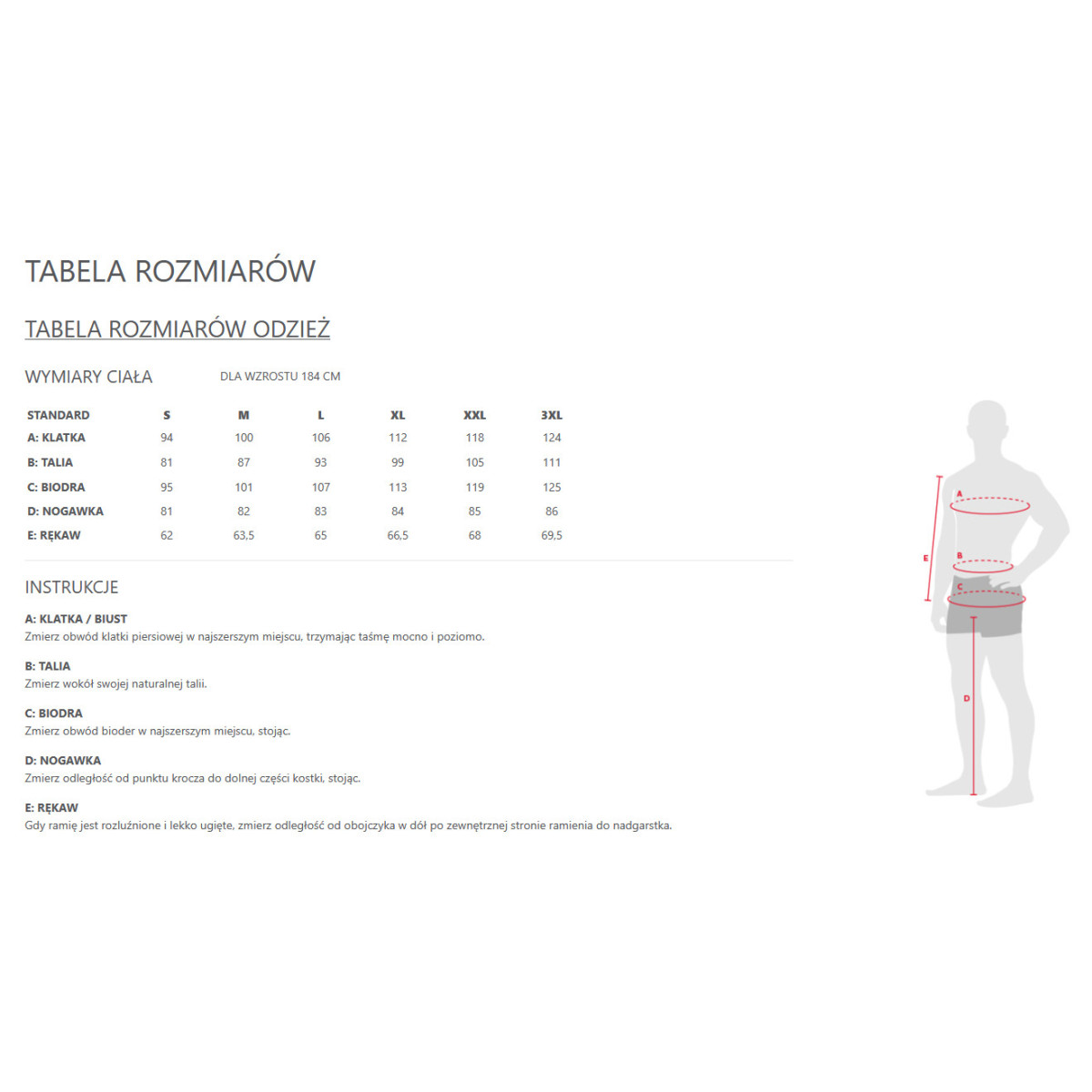 Bluza Westin Hyper Realistic Hoodie Black - tabela rozmiarów