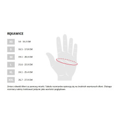 Rękawice wędkarskie Westin Merino Wool Full Finger Gloves - tabela rozmiarów