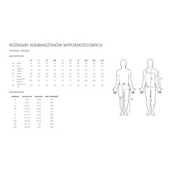 Kombinezon Westin W4 Flotation Suit - tabela rozmiarów