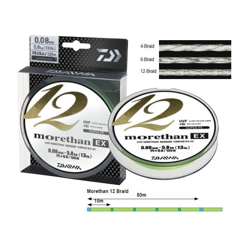 Daiwa Morethan 12 Braid 135m  - limonkowo-zielona
