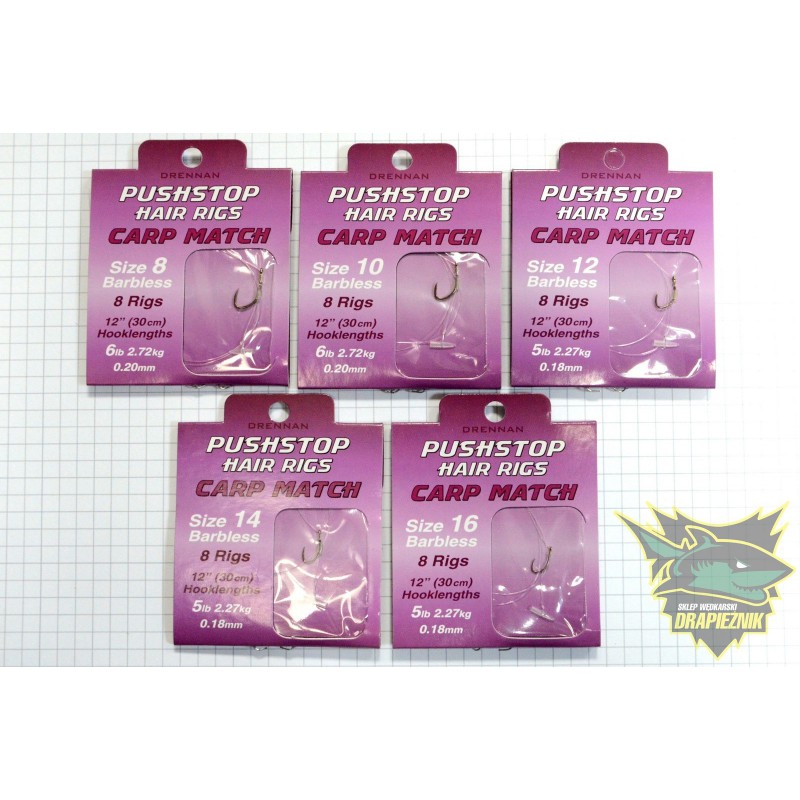 Przypony Drennan Pushstop Hair Rigs Carp Match - roz.16