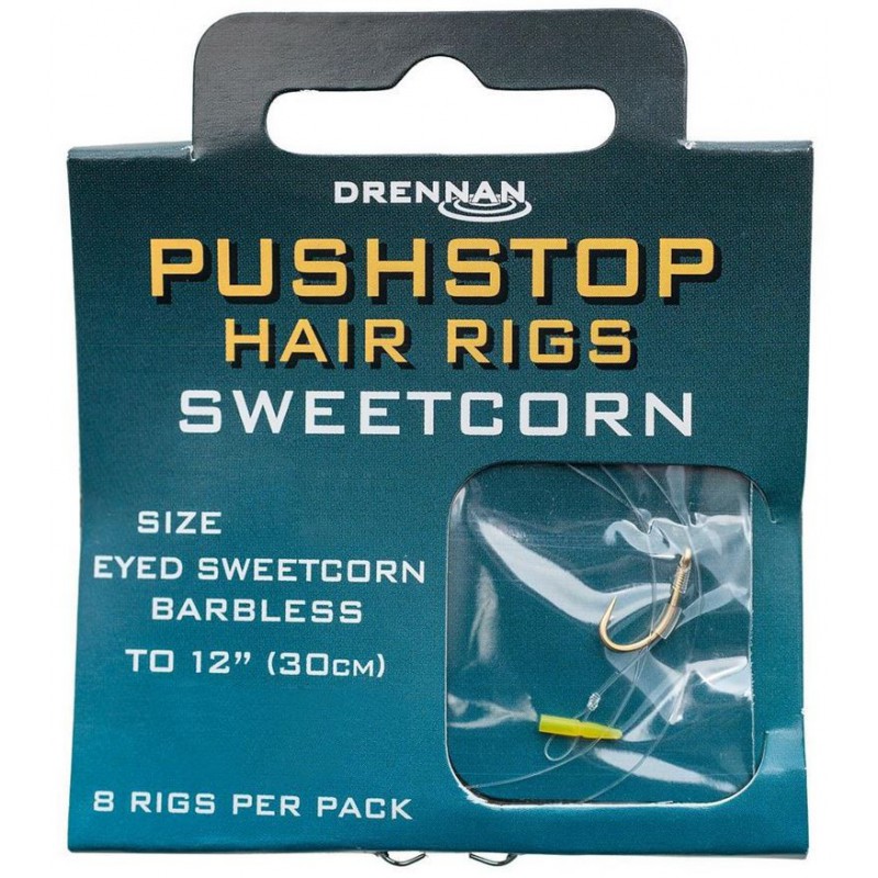 Przypony Drennan Pushstop Hair Rigs Sweetcorn - roz.10