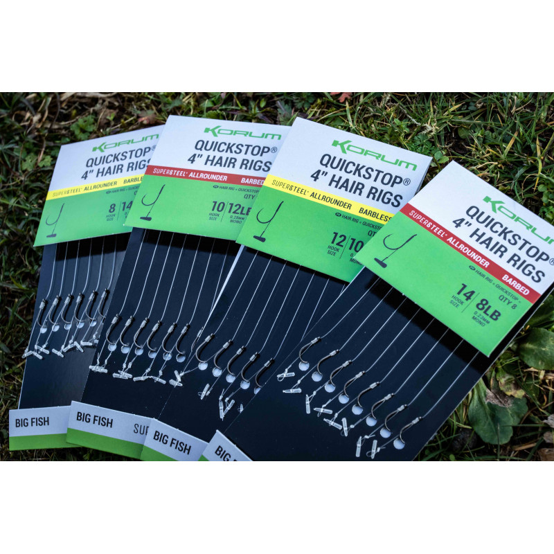 Korum Quickstops Hair Rigs 10cm BARBED