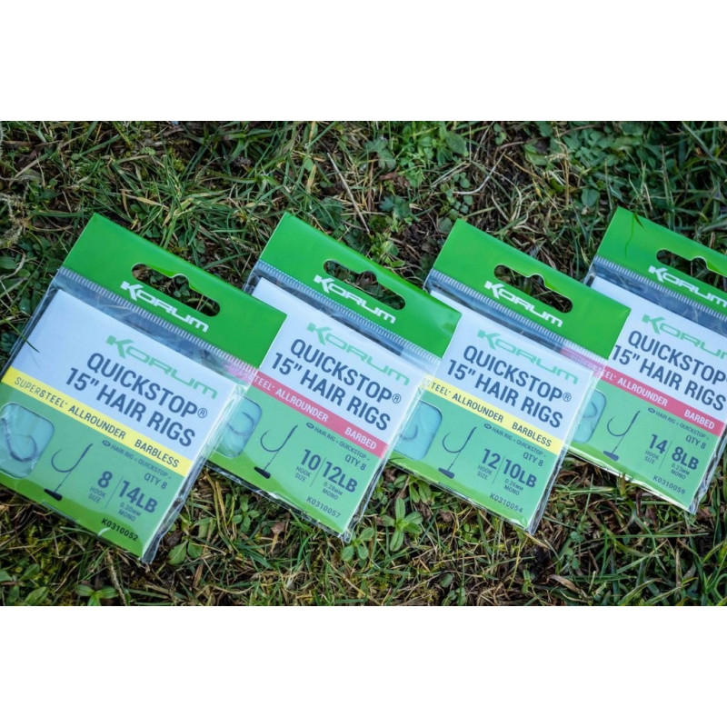 Korum Quickstops Hair Rigs Big Fish BARBED 38cm