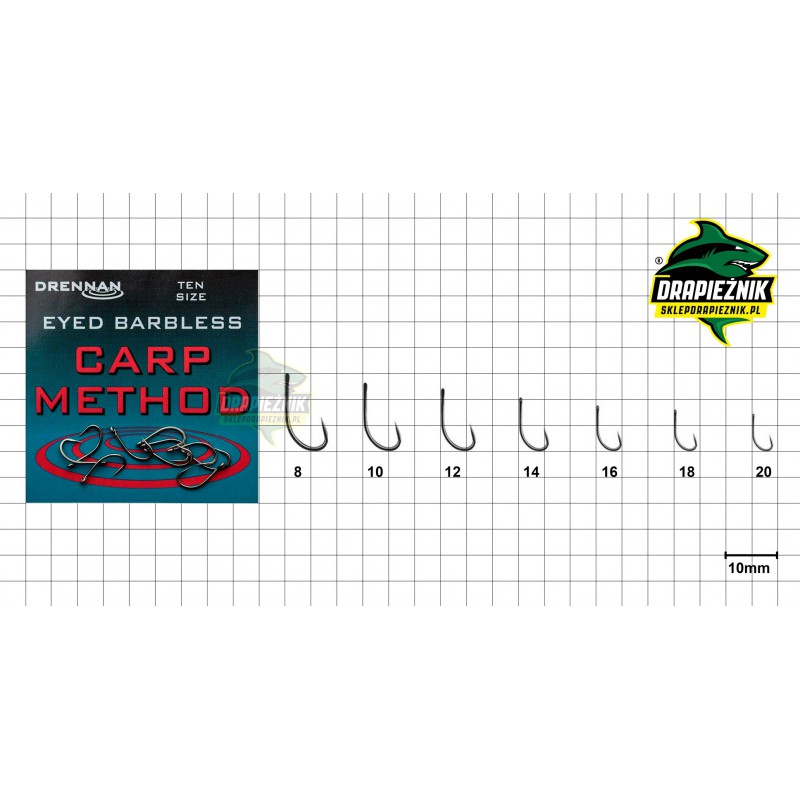 Haczyki Drennan Eyed Barbless Carp Method - roz.20