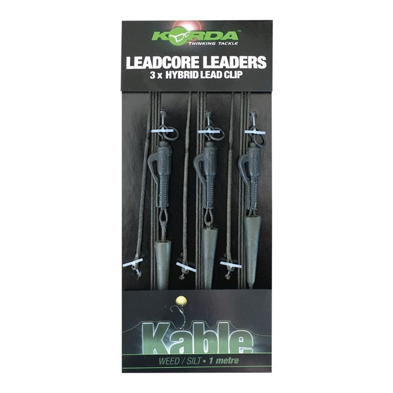 Zestawy Korda Kable Leadcore Leaders - 3 x Hybrid Lead Clip QC Swivel