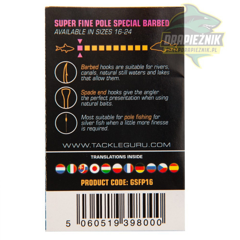 Haczyki Guru Super Fine Pole Special SFPB SPADE END