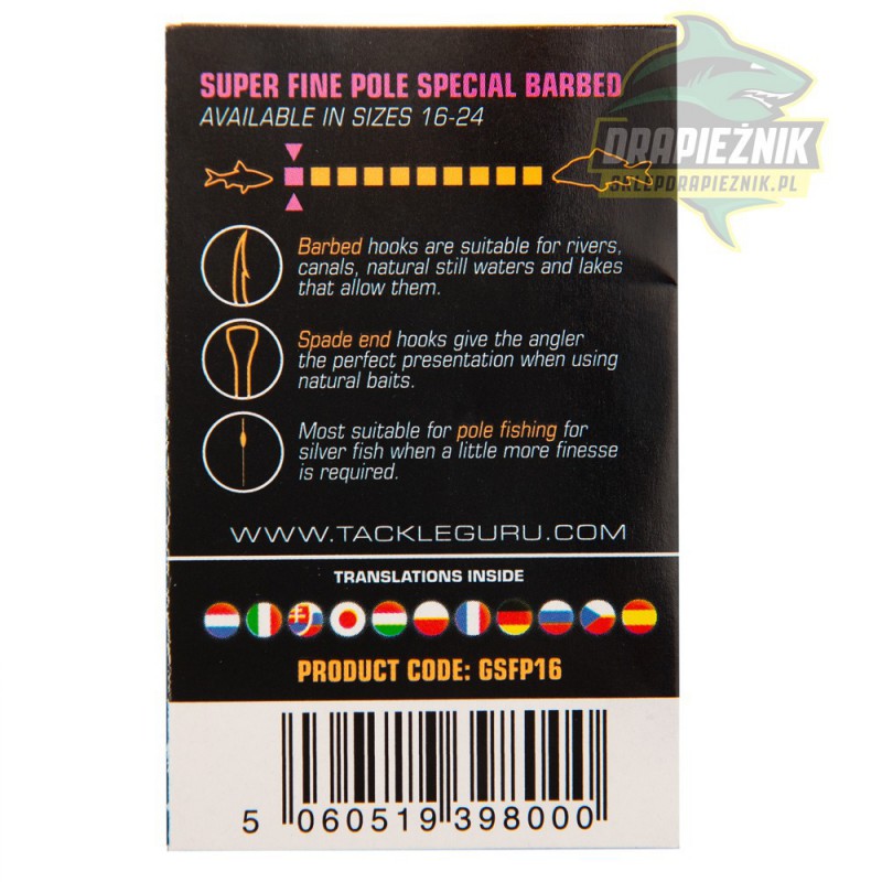 Haczyki Guru Super Fine Pole Special SFPB SPADE END