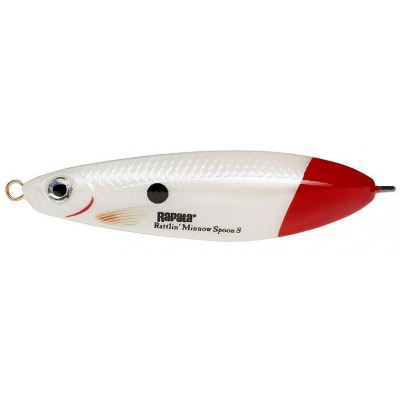 Rapala Rattlin Minnow Spoon 8cm - Pearl White Red Tail