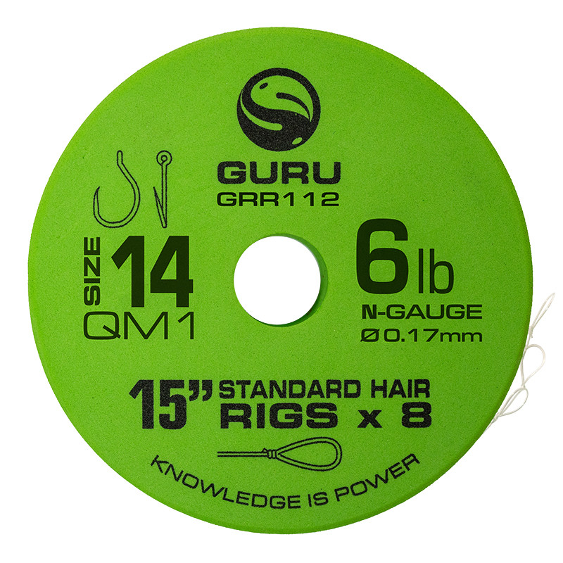 Przypony Guru Standard Hair Rigs - QM1 - 15"/38cm - roz.14 // 0.17mm
