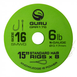 Przypony Guru Standard Hair Rigs - Super MWG - 15"/38cm - roz.16 // 0.17mm