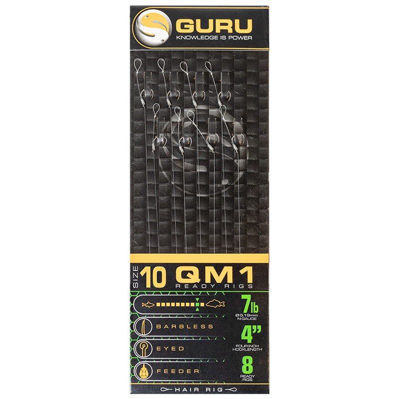 Przypony Guru Standard Hair Rigs - QM1 - 4"/10cm - roz.10 // 0.19mm