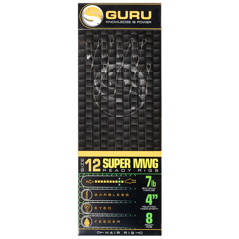 Przypony Guru Standard Hair Rigs - Super MWG - 4"/10cm - roz.12 // 0.19mm