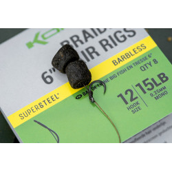 Korum Braided 6" Hair Rigs Big Fish BARBED 15cm