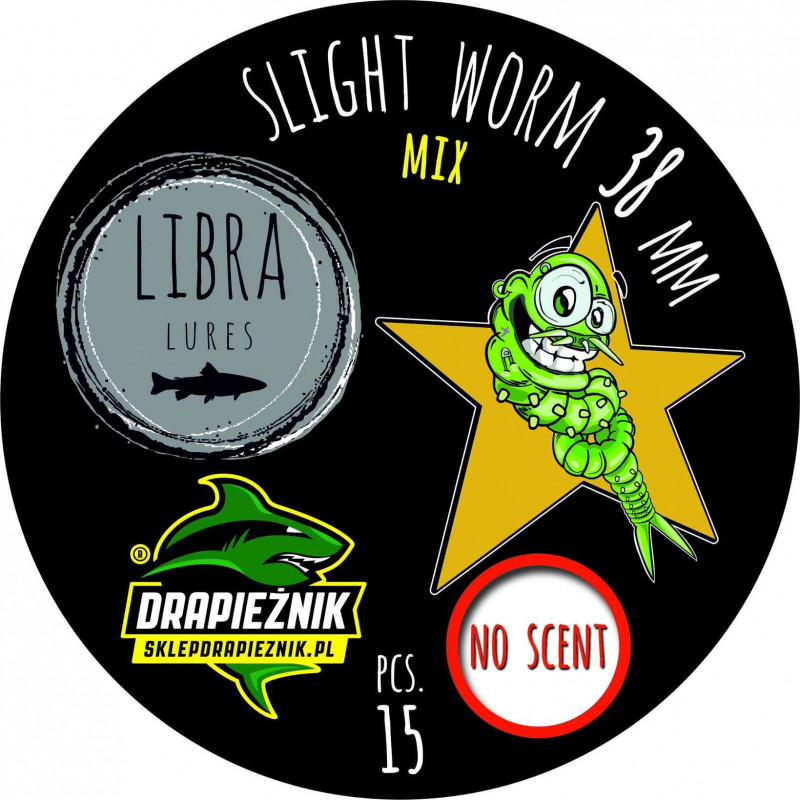 Libra Lures zestaw przynęt - Slight Worm 3.8cm - MIX