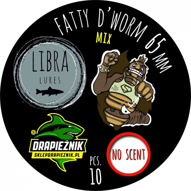 Libra Lures zestaw przynęt - Fatty D’Worm 7.5cm - MIX