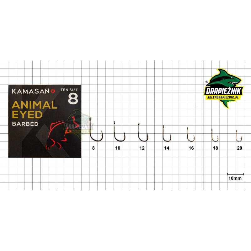 Kamasan Animal Eyed Barbed Hooks S12, Extra Strong Barbed Hooks