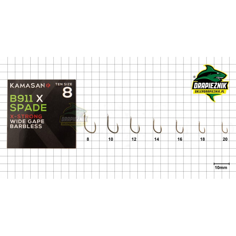 Kamasan B911 Barbless Spade End Hooks: 12