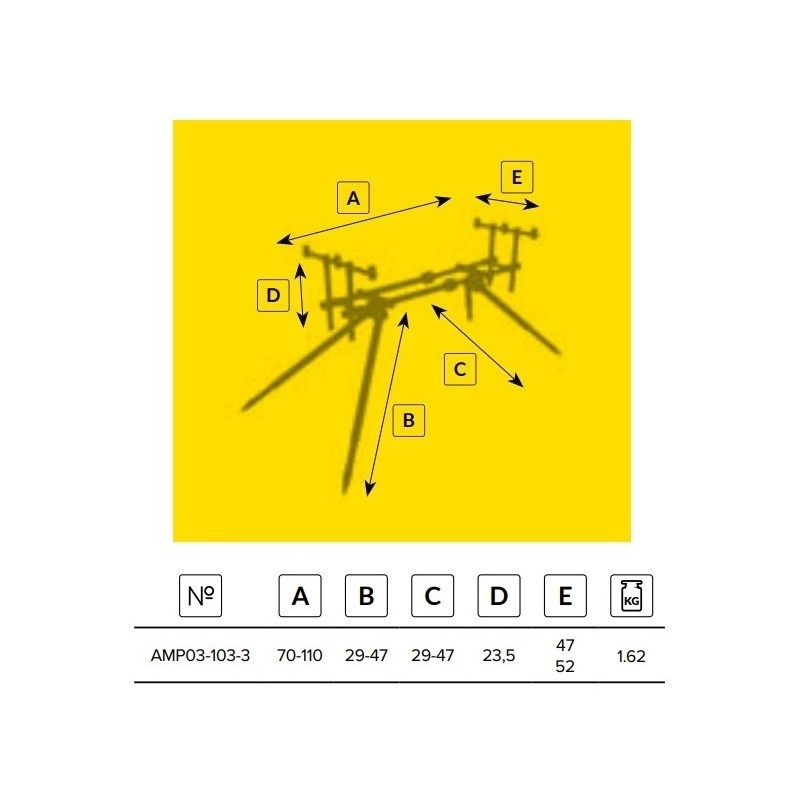 AMP03-103-3 Rodpod Mikado Bent Pod - 3 wędki