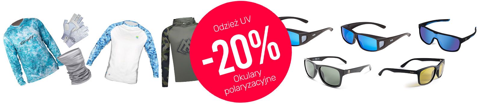 Odzież UV oraz okulary polaryzacyjne -20%