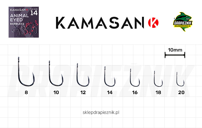 Tabela rozmiarów haczyków Kamasan Animal Eyed BL