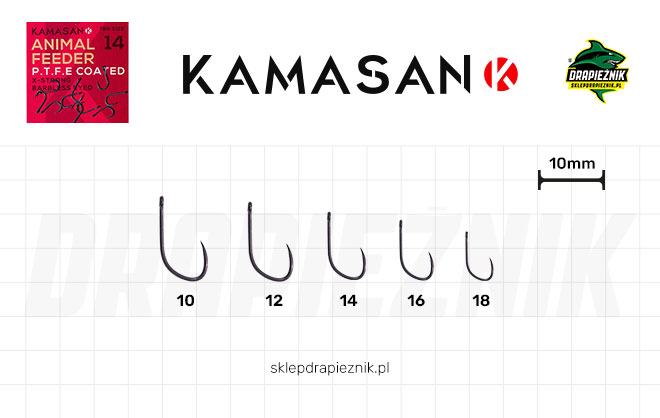 Tabela rozmiarów haczyków Kamasan Animal Feeder Eyed BL