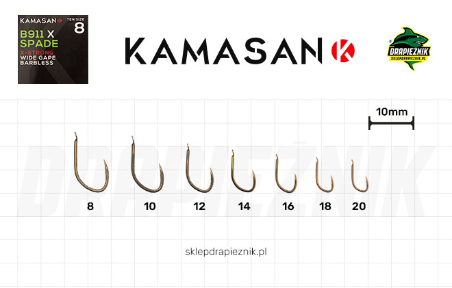 Tabela rozmiarów haczyków Kamasan B911 X Spade BL