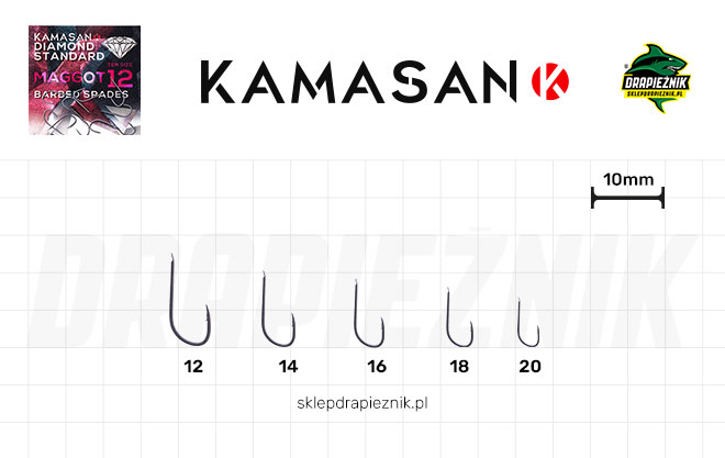 Tabela rozmiarów haczyków Kamasan Diamond Maggot