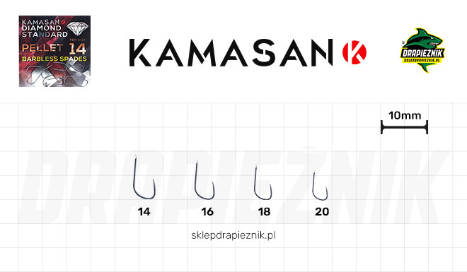 Tabela rozmiarów haczyków Kamasan Diamond Pellet BL