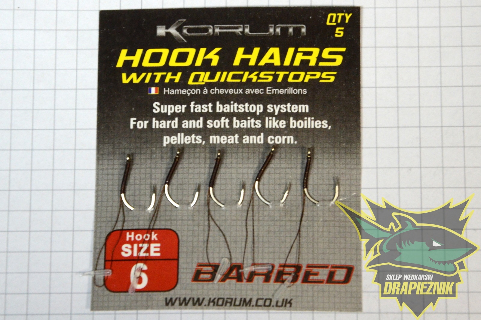 korum barbed hook hair with quicks